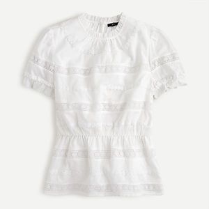 NWT J Crew white daisy chain peplum top | XL